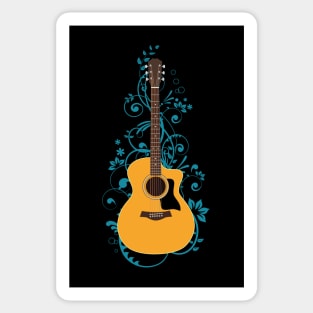 Natural Auditorium Acoustic Guitar Flowering Vines Sticker